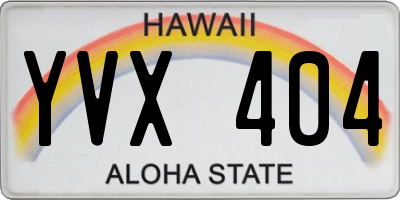 HI license plate YVX404