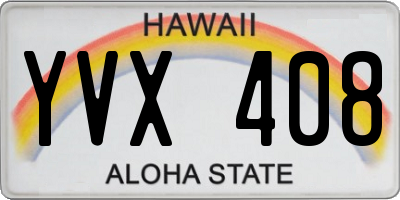HI license plate YVX408