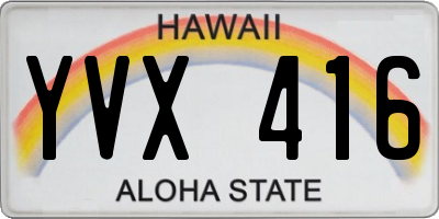 HI license plate YVX416