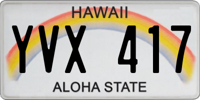 HI license plate YVX417