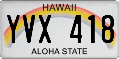 HI license plate YVX418