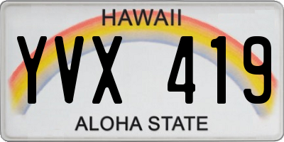 HI license plate YVX419