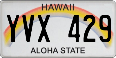 HI license plate YVX429
