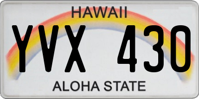 HI license plate YVX430