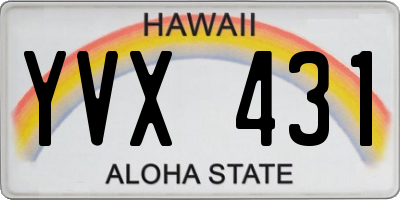 HI license plate YVX431
