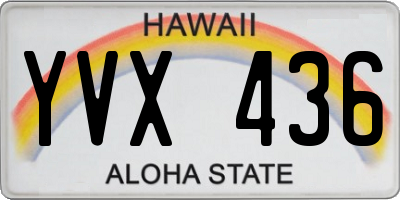 HI license plate YVX436