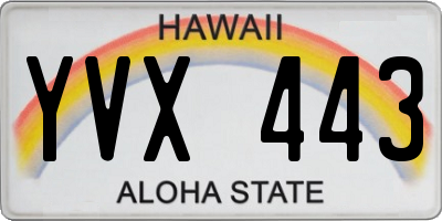 HI license plate YVX443