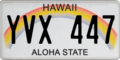 HI license plate YVX447