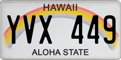 HI license plate YVX449