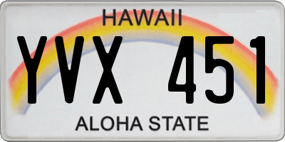 HI license plate YVX451
