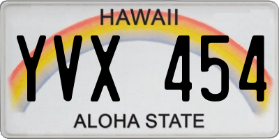 HI license plate YVX454