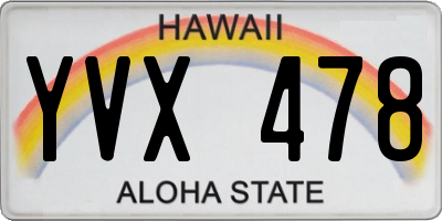 HI license plate YVX478