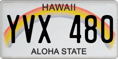 HI license plate YVX480