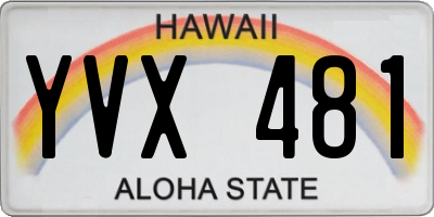 HI license plate YVX481