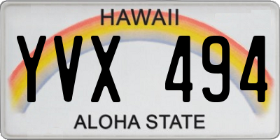 HI license plate YVX494