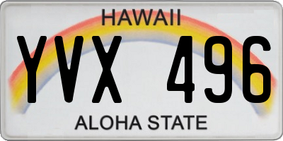 HI license plate YVX496