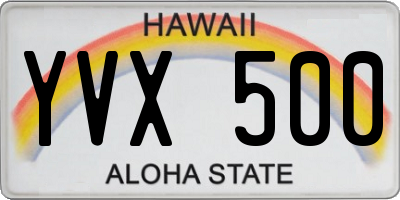 HI license plate YVX500