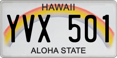 HI license plate YVX501
