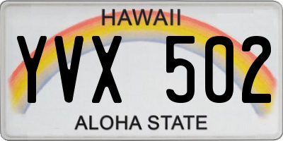 HI license plate YVX502