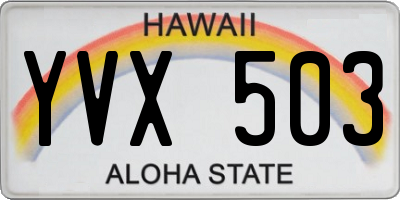 HI license plate YVX503