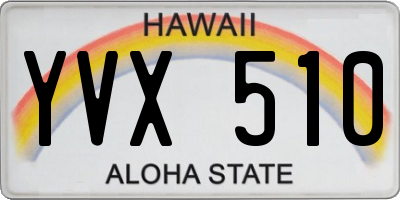 HI license plate YVX510