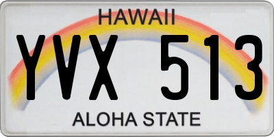 HI license plate YVX513