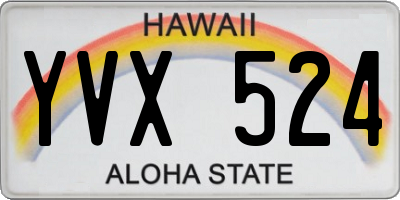 HI license plate YVX524