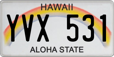 HI license plate YVX531