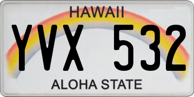 HI license plate YVX532