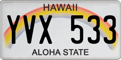 HI license plate YVX533