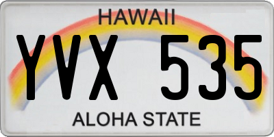 HI license plate YVX535