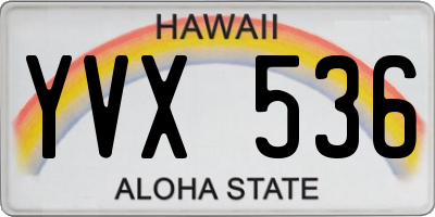 HI license plate YVX536