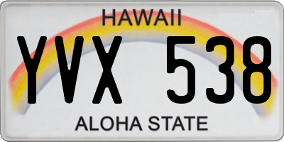 HI license plate YVX538