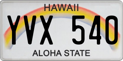 HI license plate YVX540