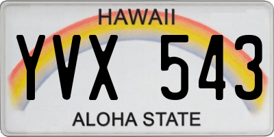 HI license plate YVX543