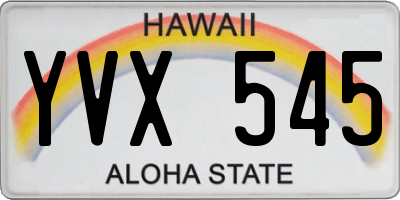 HI license plate YVX545