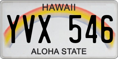 HI license plate YVX546