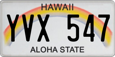 HI license plate YVX547