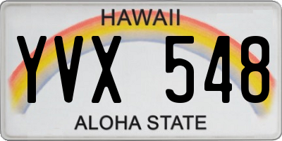 HI license plate YVX548