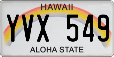 HI license plate YVX549