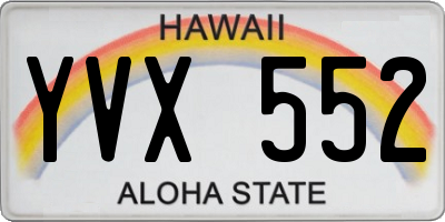 HI license plate YVX552