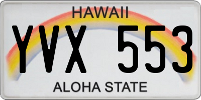 HI license plate YVX553