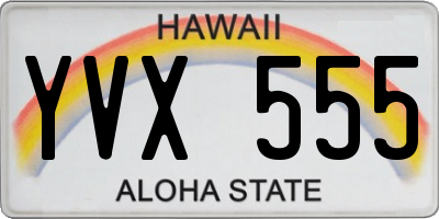 HI license plate YVX555