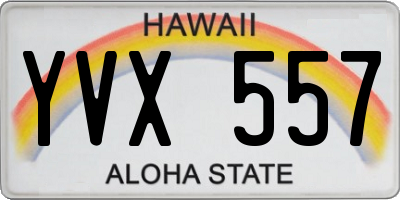 HI license plate YVX557