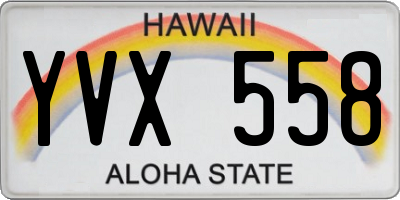 HI license plate YVX558
