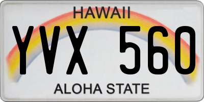 HI license plate YVX560