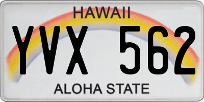 HI license plate YVX562