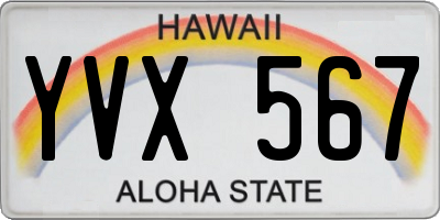 HI license plate YVX567