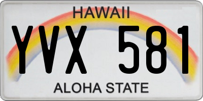 HI license plate YVX581