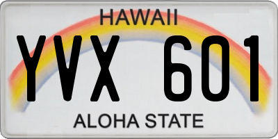 HI license plate YVX601